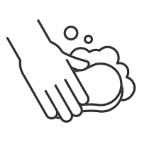 disinfection hand with sponge cleaning