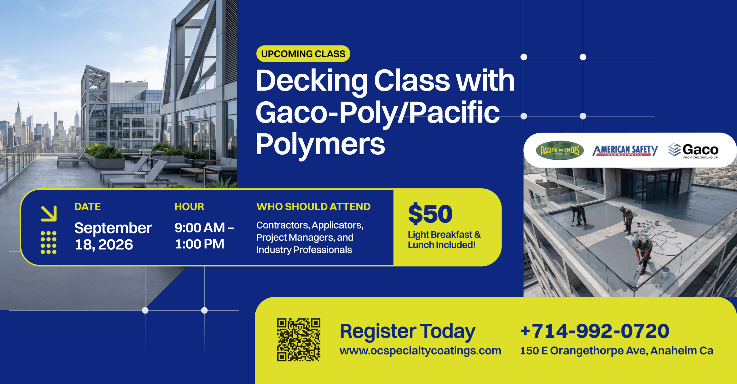 Decking Class with Gaco-Poly/Pacific Polymers – Anaheim, CA 09/18/26