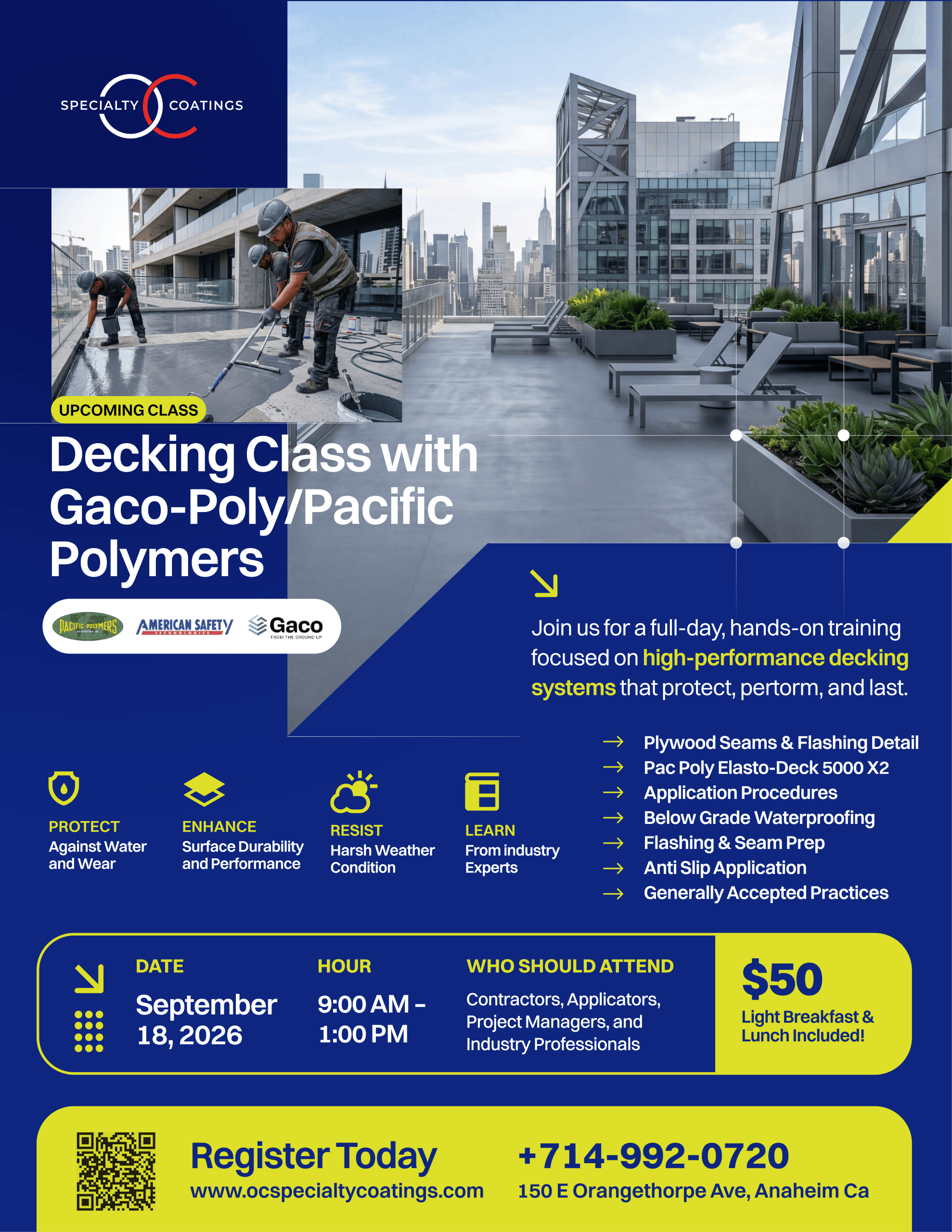 Decking Class with Gaco-Poly/Pacific Polymers – Anaheim, CA 09/18/26